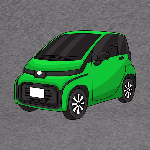 Cute green micro sized car by Cartoons of fun